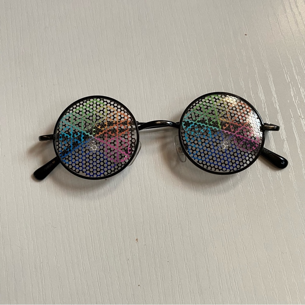Round Hippie Rainbow Sunglasses Multicolor Flower of life Sunnies